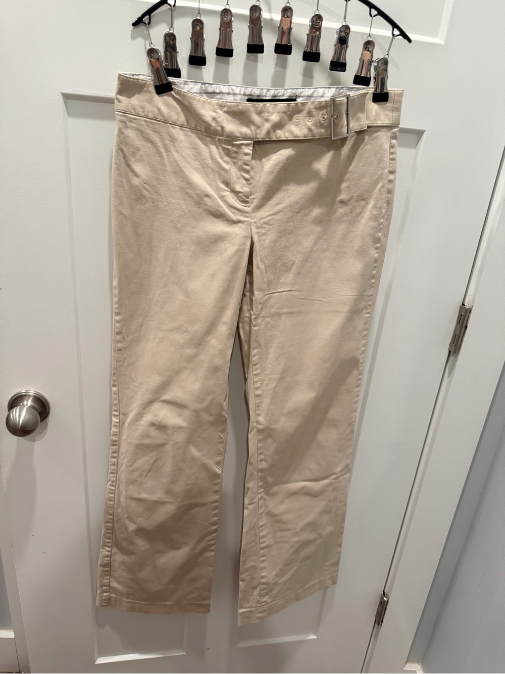 Express Design Studio Editor Size 6 Beige Khaki Buckle Waist Trouser Pants